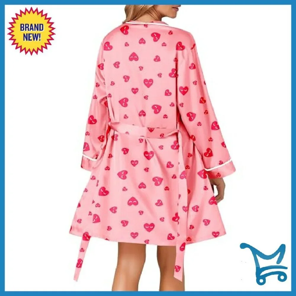 Satin Pajama Set with Robe - 3pc Sleepwear - Sizes XS-XXL